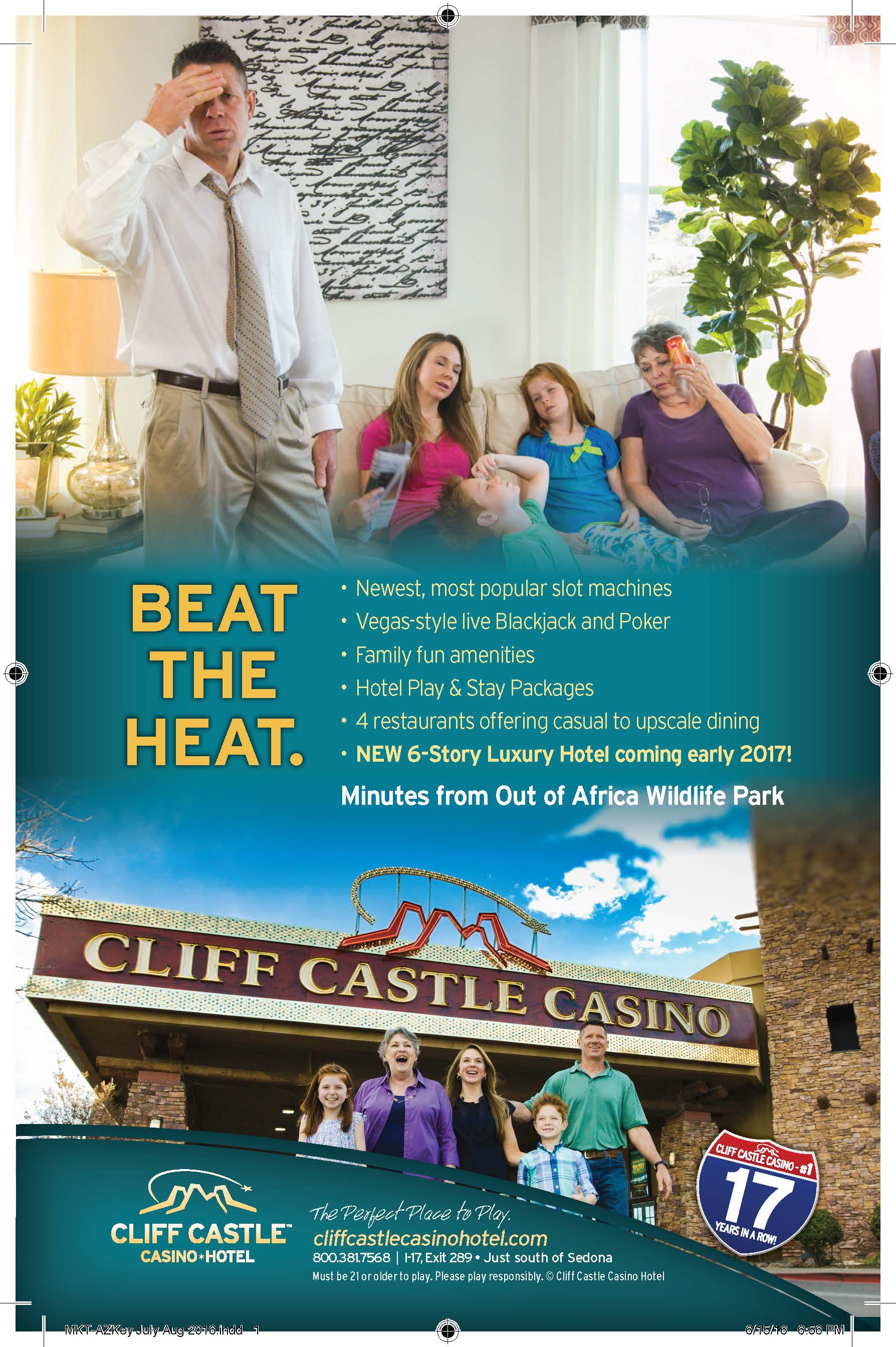 "Beat the Heat" Branded ad, adaptable for different publications. Created in InDesign. Aimed at getting people to come north from the Summer heat of Phoenix.