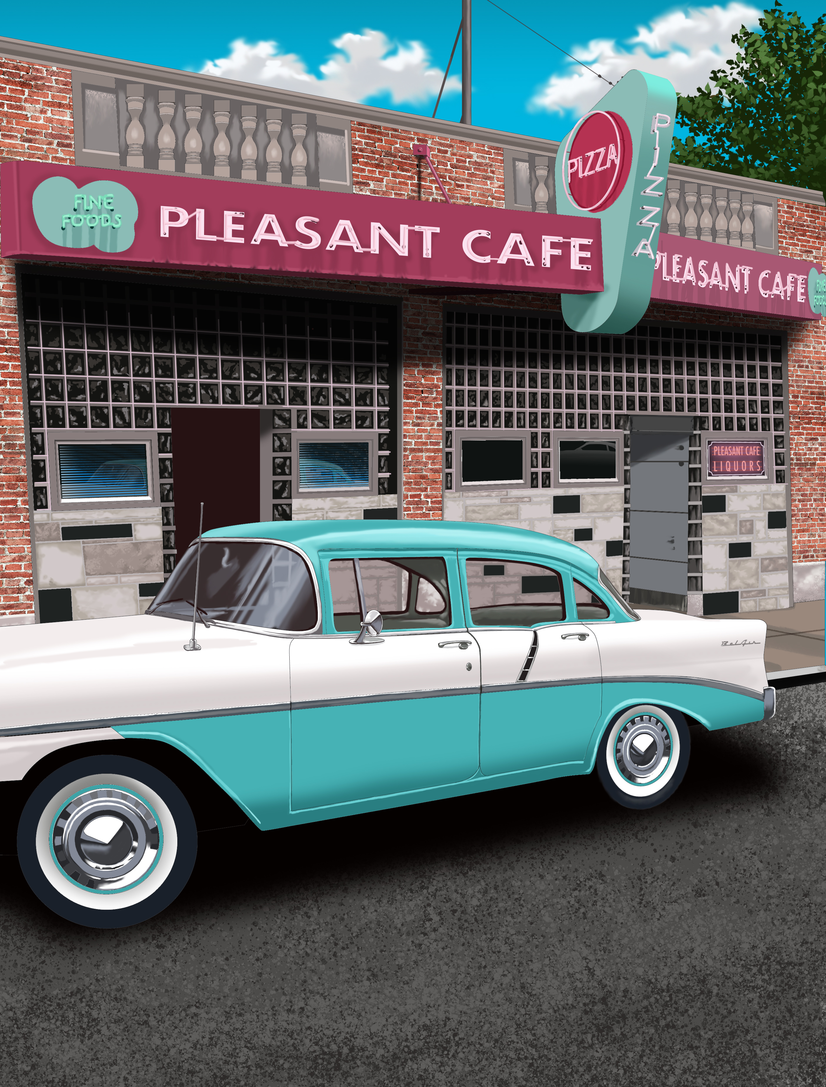 56 Chevy Bel Air. Painted in Photoshop.