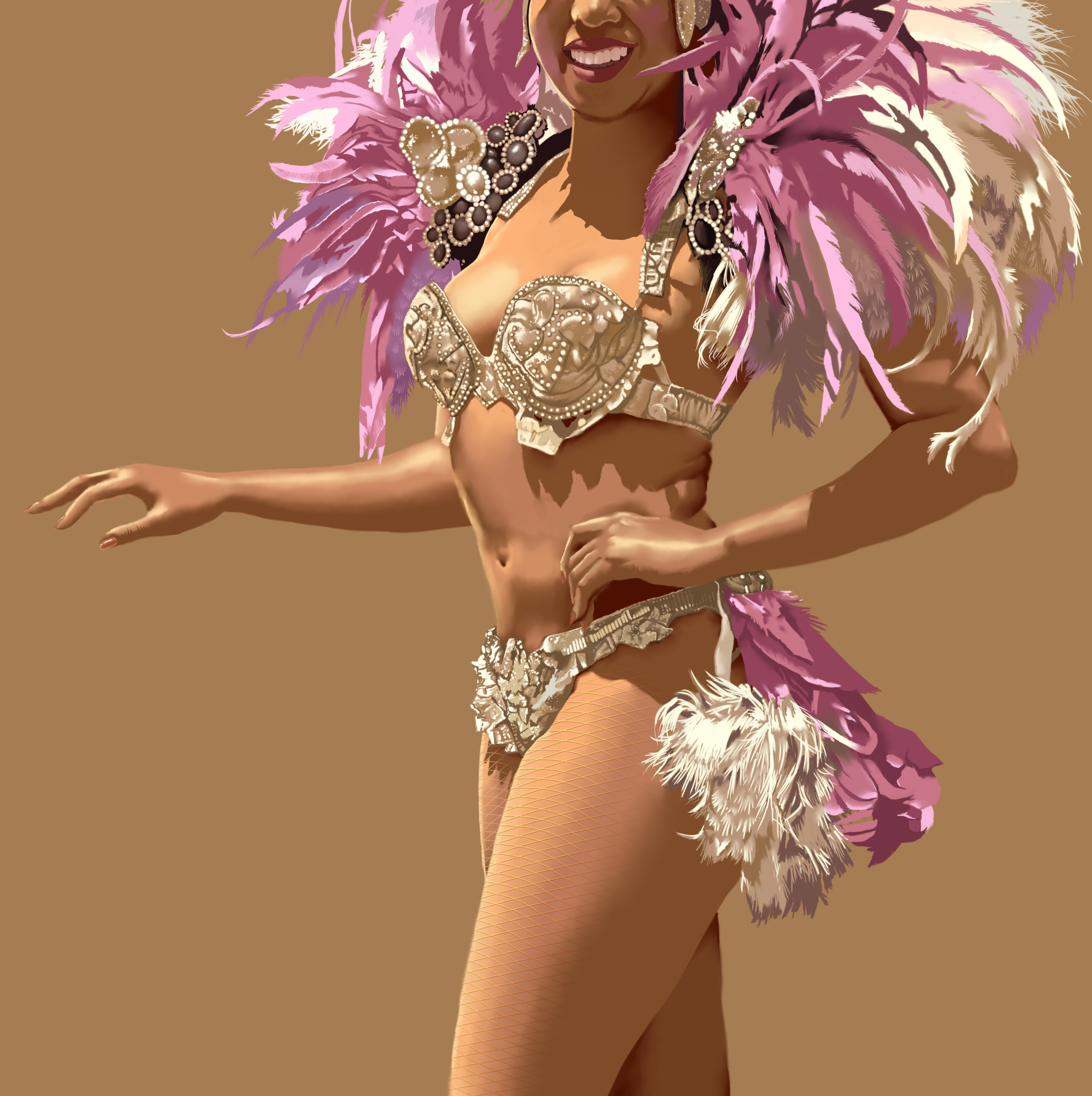 Painting of a dancing Samba Girl. Painted in Photoshop.