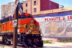 Portales Train, gouache, collection of of Jill Vance Bukowski.